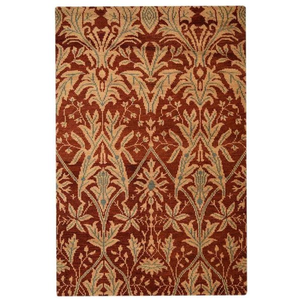 Glitzy Rugs 6 x 9 ft. Hand Knotted Wool Floral Rectangle Area RugRed & Gold UBSN00925K2612A11